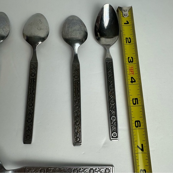 ❌SOLD❌Vintage Gold Standard Night Blossom Teaspoons Floral LOT OF 7 Japan Stainl - Picture 4 of 6